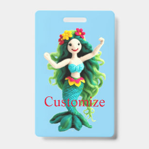 Crachá Sereia de Cabelo Verde Thunder_Cove