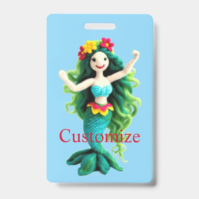 Crachá Sereia de Cabelo Verde Thunder_Cove (Frente)