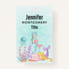 Crachá Sereias e medusas sob a aquarela marítima