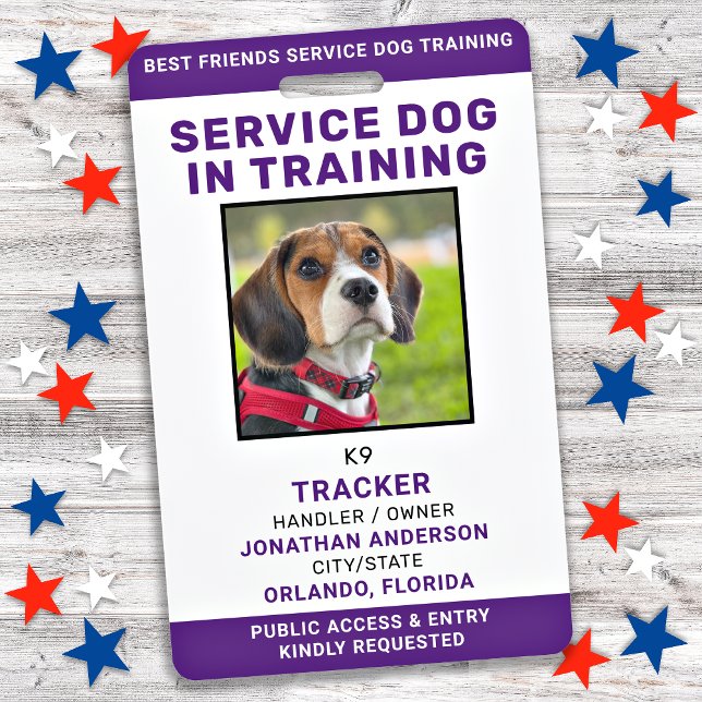 Crachá Service Dog In Training Card Personalizado ID Foto (Criador carregado)