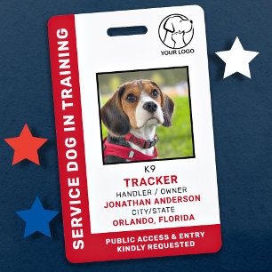 Crachá Service Dog in Training ID Fotografia personalizad