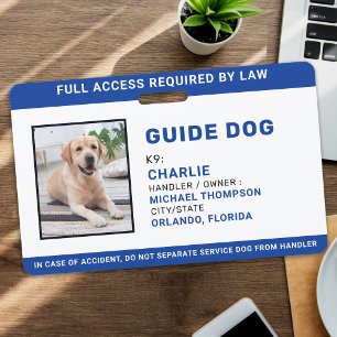 Crachá Serviço Personalizado de Foto Cão Guia ID Cão de A
