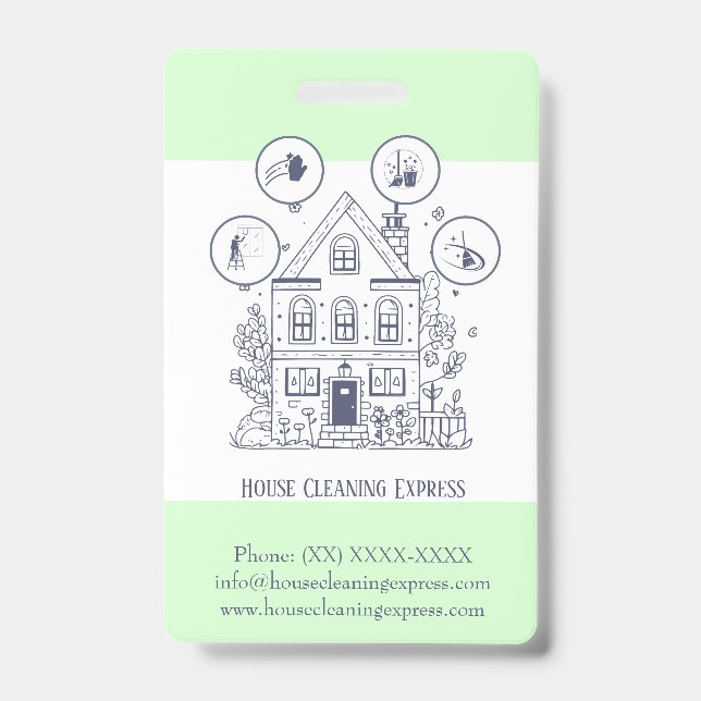 Crachá Serviços domésticos de limpeza de casas encantador (Front)