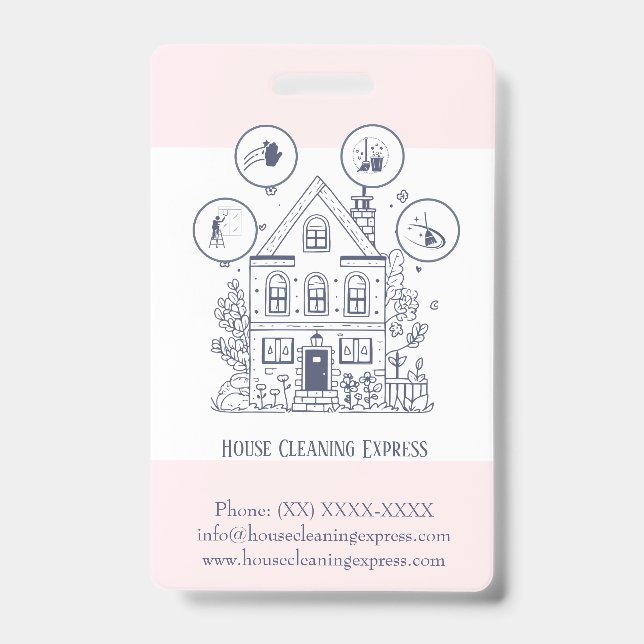 Crachá Serviços domésticos de limpeza de casas encantador (Front)