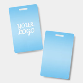 Crachá Seu Logotipo & Moderno Ombre Simples | Azul Claro