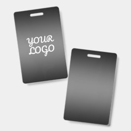 Crachá Seu Logotipo & Moderno Ombre Simples | Cinza Escur