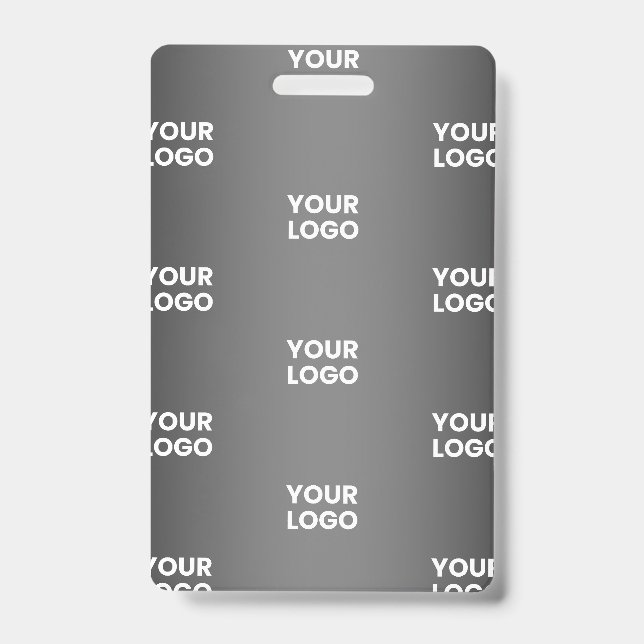 Crachá Seu Logotipo Simples Repetitivo | Gradiente Preto  (Frente)