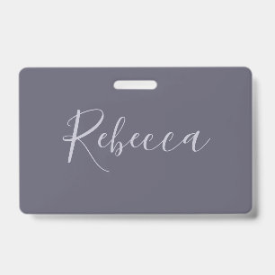 Crachá Seu Nome Script Lavanda Elegante em Roxo Turvo