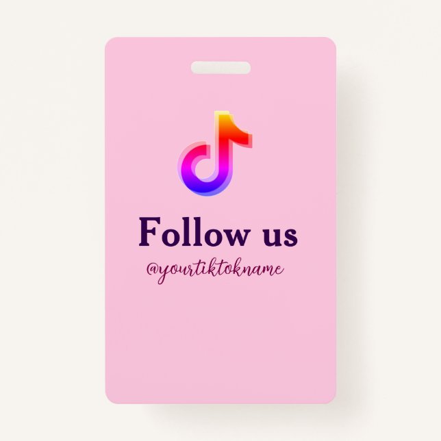 Crachá siga-nos tiktok username social media add texto QR (Frente)