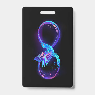 Crachá Símbolo de Infinito Neon com Beija-flor Brilhante
