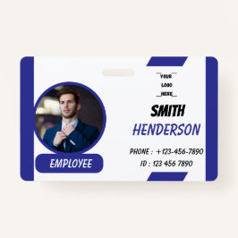 Crachá Simple Blue Employee ID Badge