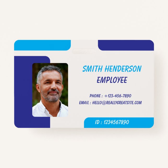 Crachá Simple Blue Employee ID Badge (Frente)