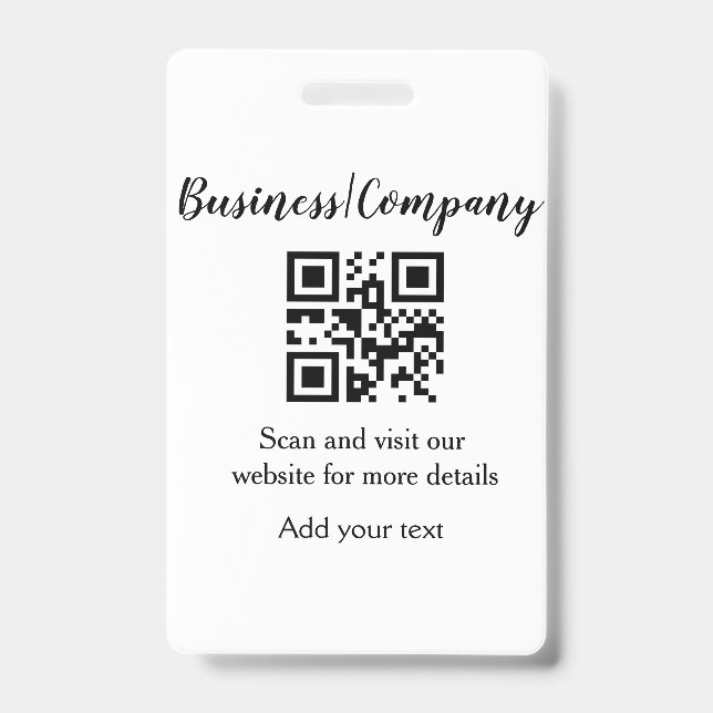 Crachá Simple business company website barcode QR add nam (Front)