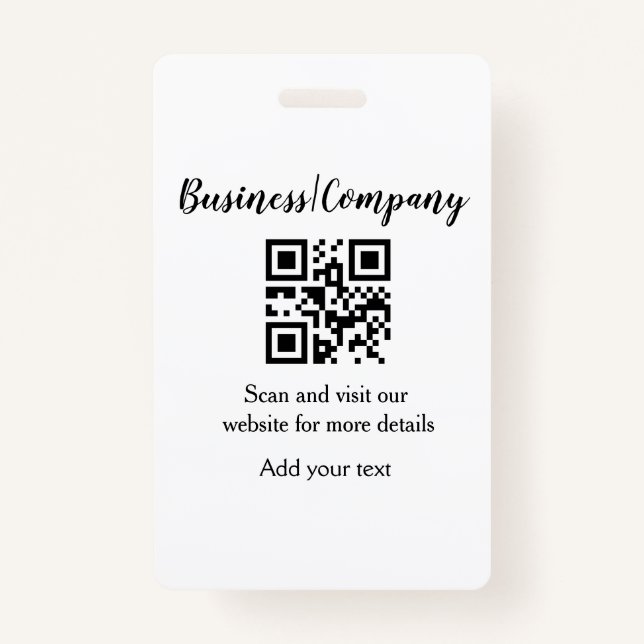 Crachá Simple business company website barcode QR add nam (Frente)