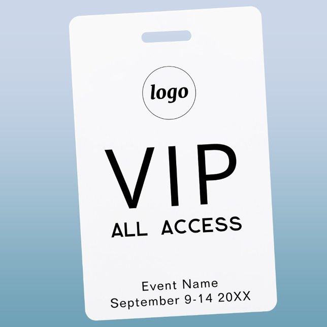 Crachá Simple Logo Minimalist VIP All Access Pass Event (Simple logo custom text VIP all access ID pass)