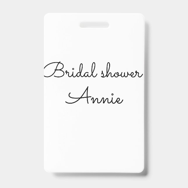 Crachá simple minimal add your name text bridal shower  t (Frente)