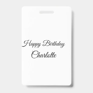 Crachá SIMPLES MINIMAL.CUTIE ADICIONE NOME BEBÊ feliz ani