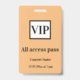 Crachá simples vip todos os acessos passe concerto ocasio