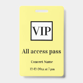 Crachá simples vip todos os acessos passe concerto ocasio