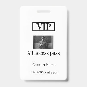 Crachá simples vip todos os acessos passe concerto ocasio