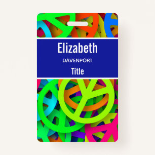 Crachá Sinal de Paz Padrão Groovy Sessenta Vibe