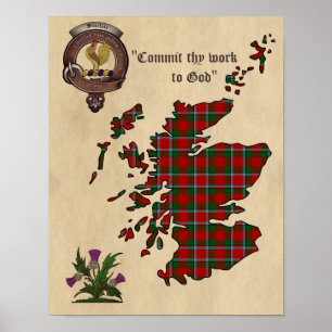 Crachá Sinclair Clan e Poster Tartan 11x14