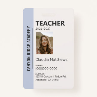 Crachá Sky Blue Stripe Homeschool Educator ID Badge