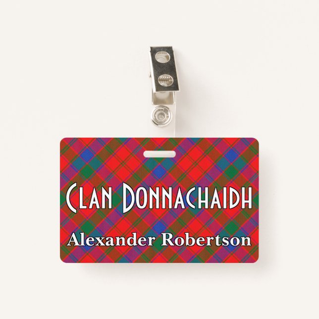 Crachá Snappy Clan Donnachaidh Robertson Tartan (Frente com Clipe)