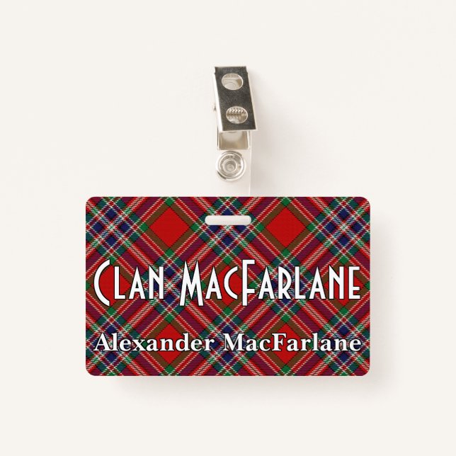 Crachá Snappy Clan MacFarlane Tartan (Frente com Clipe)