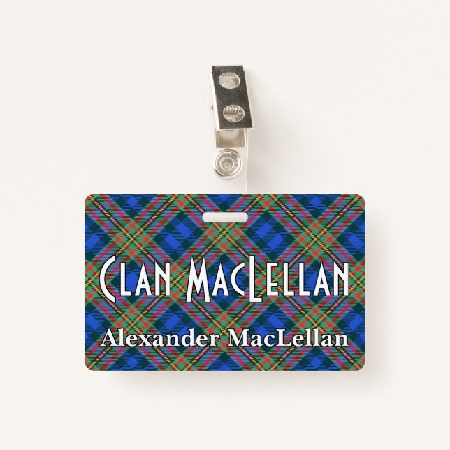 Crachá Snappy Clan MacLellan Tartan (Frente com Clipe)