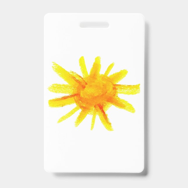 Crachá Sol amarelo brilhante pintado à mão (Frente)