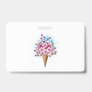 Crachá Sorvete Waffle Rosa Sakura Cone