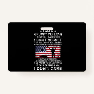 Crachá Sou Um Veterano Engraçado Que Servi, Sacrifiquei N