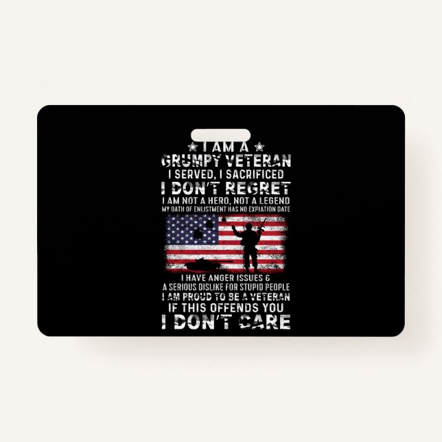 Crachá Sou Um Veterano Engraçado Que Servi, Sacrifiquei N (Frente)