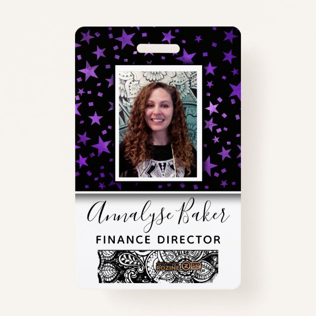 Crachá Stars Marble Professional CNA Enfermeiro Nome de F (Frente)