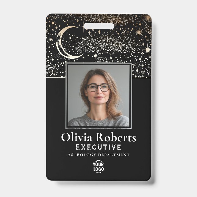 Crachá Stars Moon Celestial Noite Segurança da Empresa (Frente)
