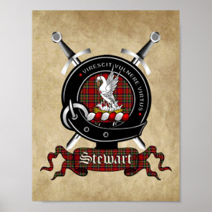 Crachá Stewart Clan e Poster Tartan 8.5x11