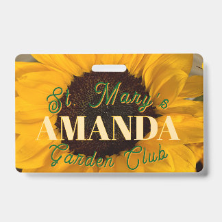 Crachá Sunflower Personalized Garden Club Badge
