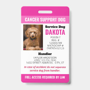 Crachá Suporte ao Cancer rosa Logotipo do cão Código QR I
