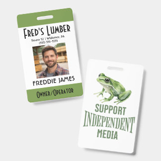 Crachá Support Independent Media Frog Name Badge