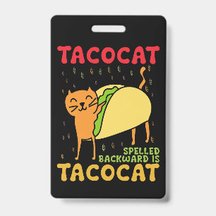 Crachá Tacocat Escrito ao Contrário Tacos Gatos Cinco De