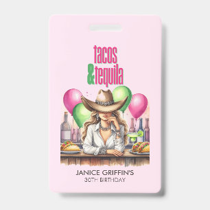 Crachá Tacos Rosa-Claro Aniversário Despedida de Solteira