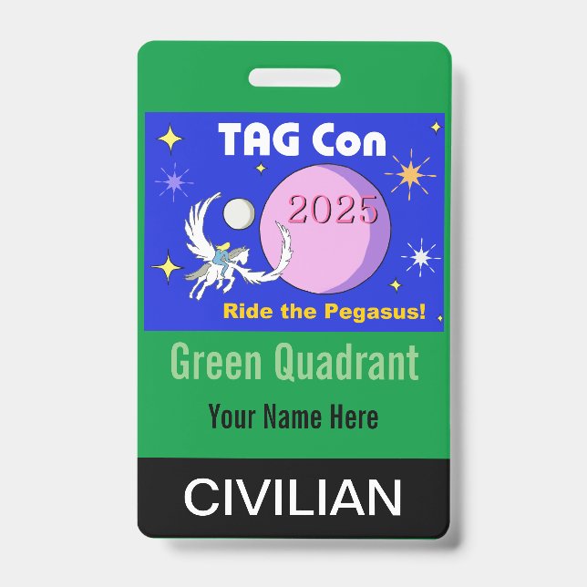 Crachá TAG Con 2025 - Quadrante Verde - Insígnia Civil (Frente)