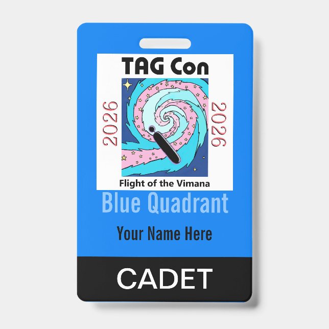 Crachá TAG Con 2026 - Blue Quadrant - Cadet Badge (Frente)