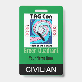 Crachá TAG Con 2026 - Green Quadrant - Civilian Badge