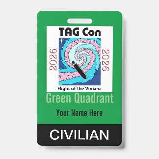 Crachá TAG Con 2026 - Green Quadrant - Civilian Badge