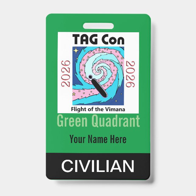Crachá TAG Con 2026 - Green Quadrant - Civilian Badge (Frente)