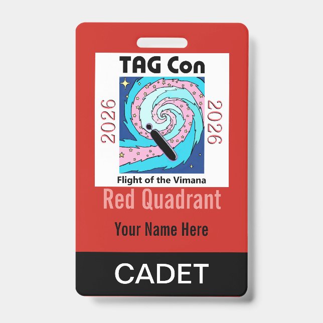 Crachá TAG Con 2026 - Red Quadrant - Cadet Badge (Front)