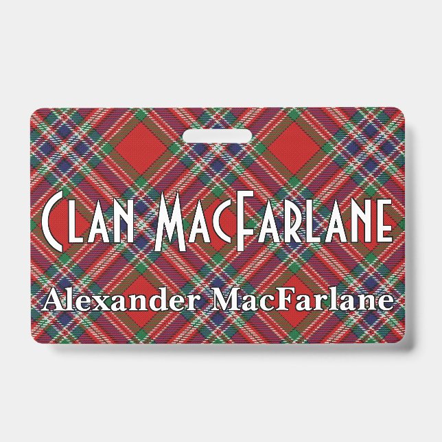 Crachá Tartan do Clã MacFarlane Snappy (Frente)