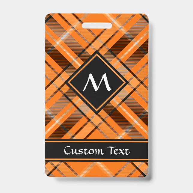 Crachá Tartan Laranja de Halloween (Frente)